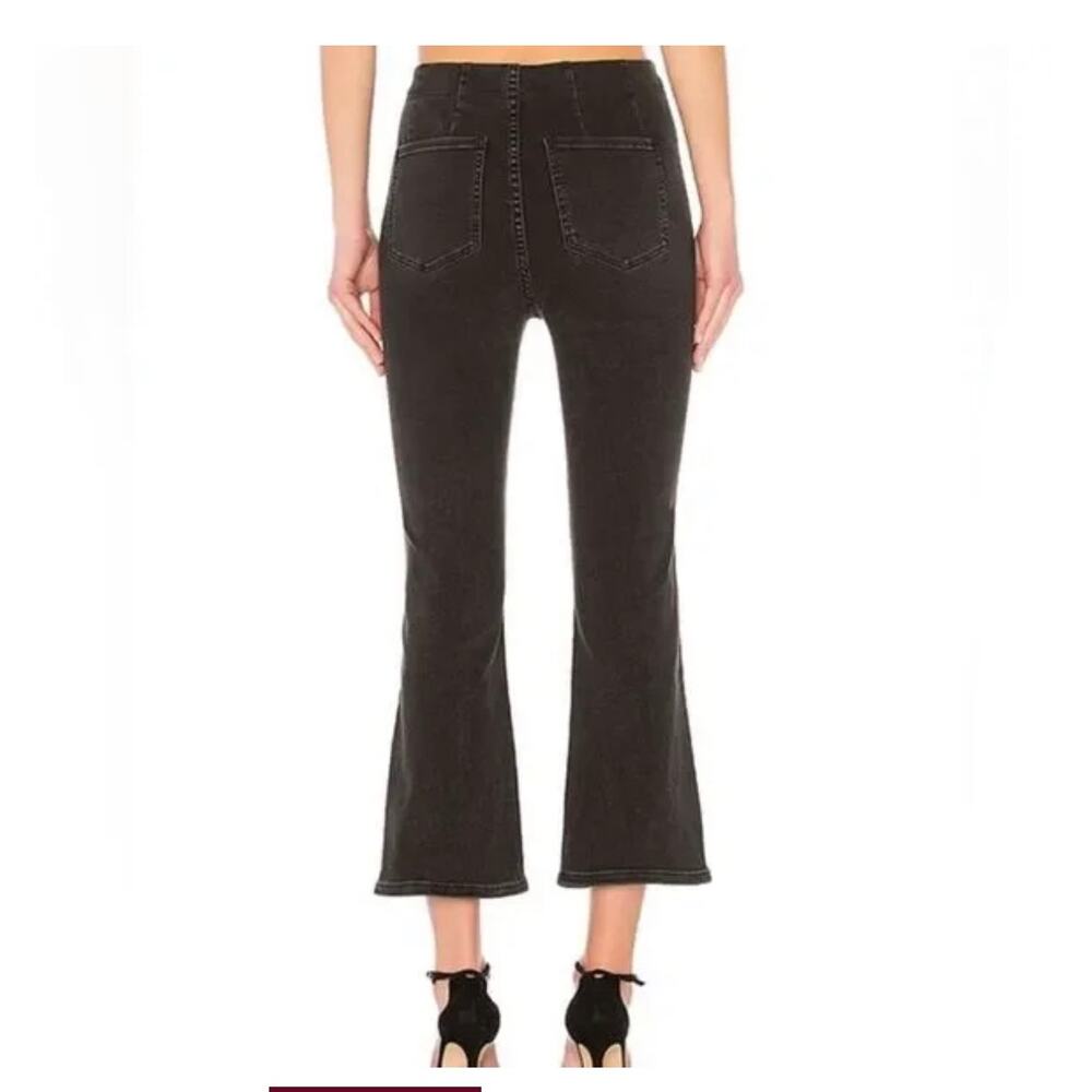 Free People Pull On Jeans W29 Ultra High Rise Cropped Flare Black Boho - Picture 2 of 9